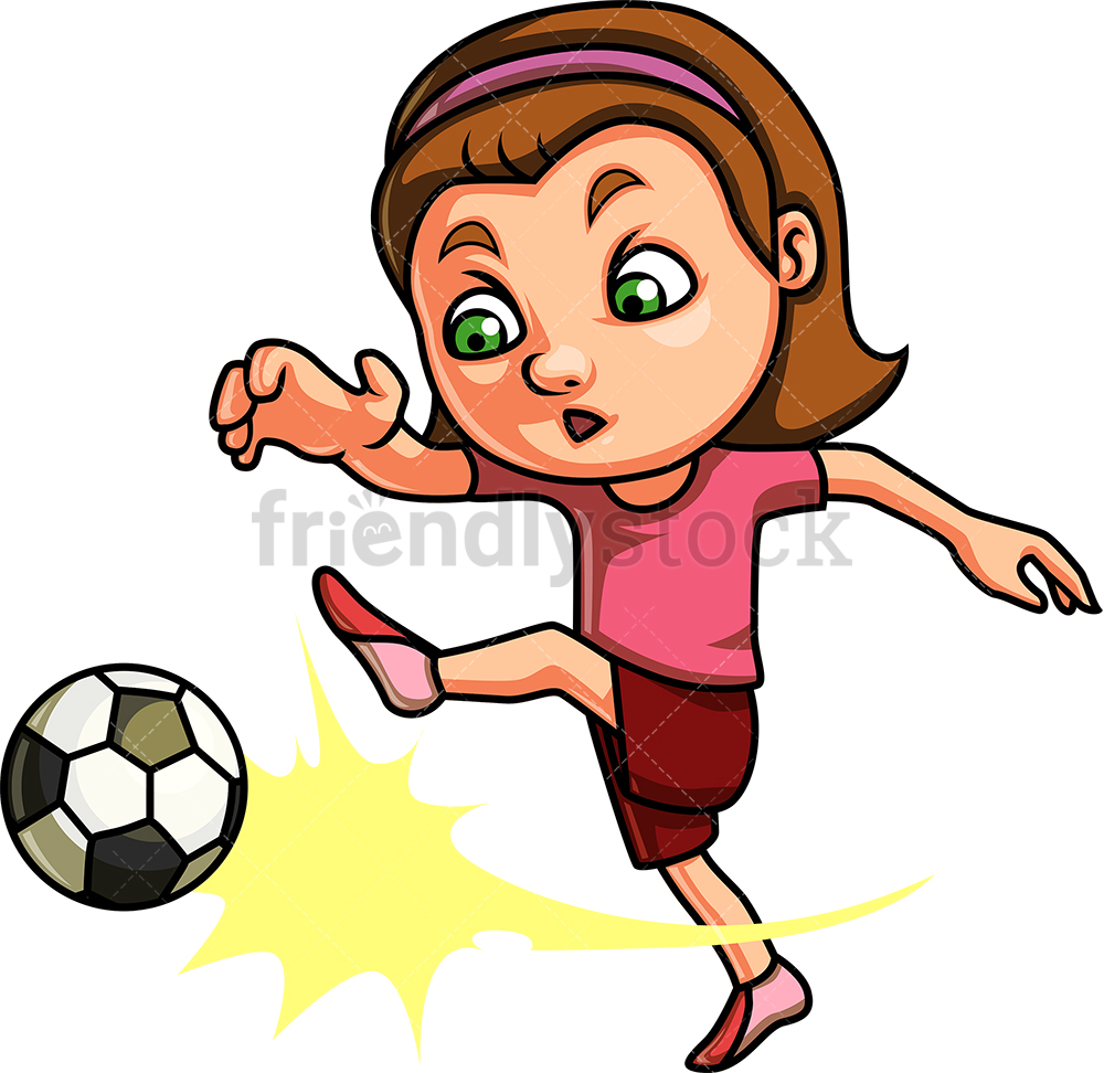 1000x972 Little Girl Playing Soccer Cartoon Clipart Vector