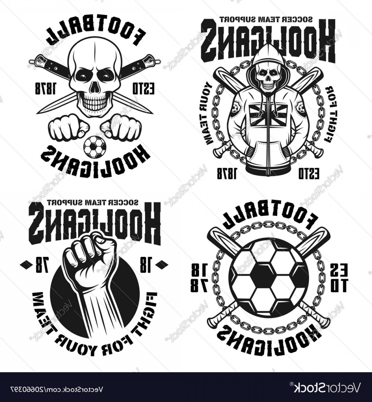 1200x1296 Soccer Hooligans Set Of Four Emblems Vector Soidergi