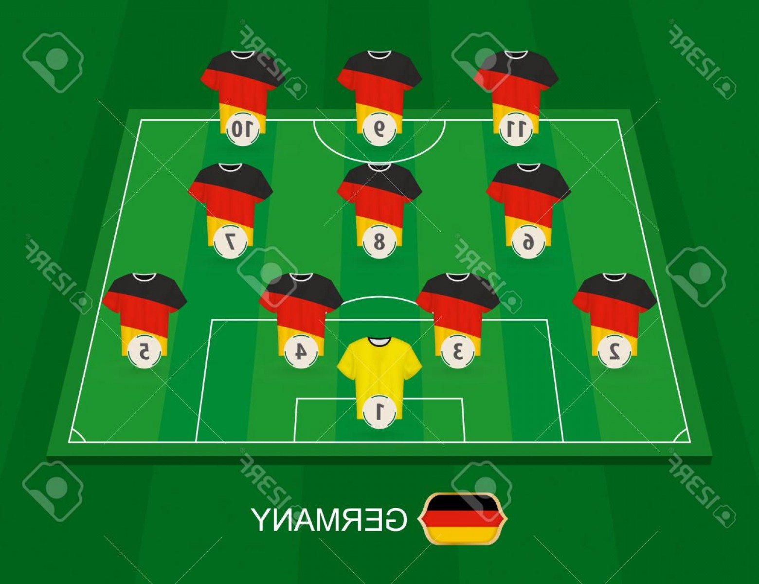 Photostock Vector Soccer Field With The Germany National Team 1560x1200 Photostock Vector Soccer Field With The Germany National Team