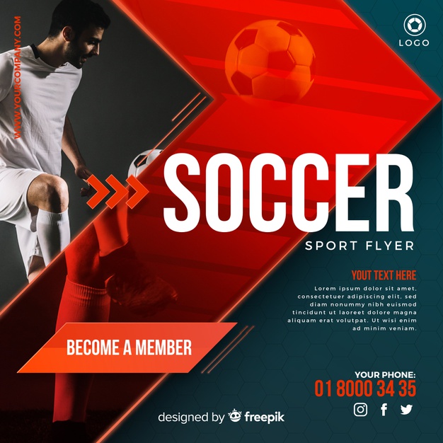 626x626 Soccer Flyer Vector Free Download