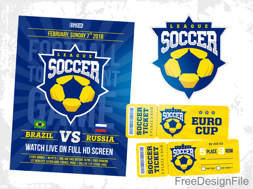 500x374 Soccer Game Ticket And Flyer Template Vector Free Download
