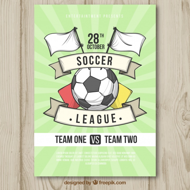 626x626 Soccer League Flyer In Hand Drawn Style Vector Free Download