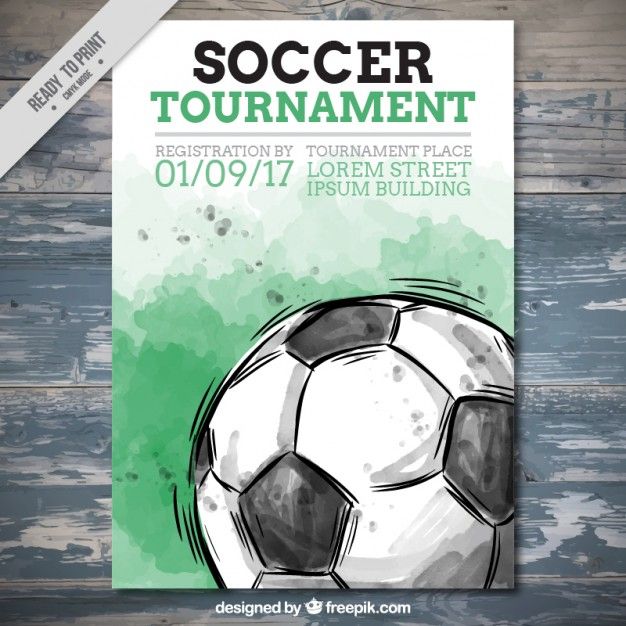 626x626 Watercolor Soccer Tournament Flyer Free Vector Sport Poster