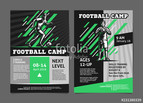 500x362 Football, Soccer Camp Posters, Flyer With Football Player