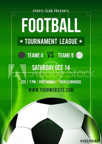 354x500 Football League Tournament Flyer Invitation Vector Illustration