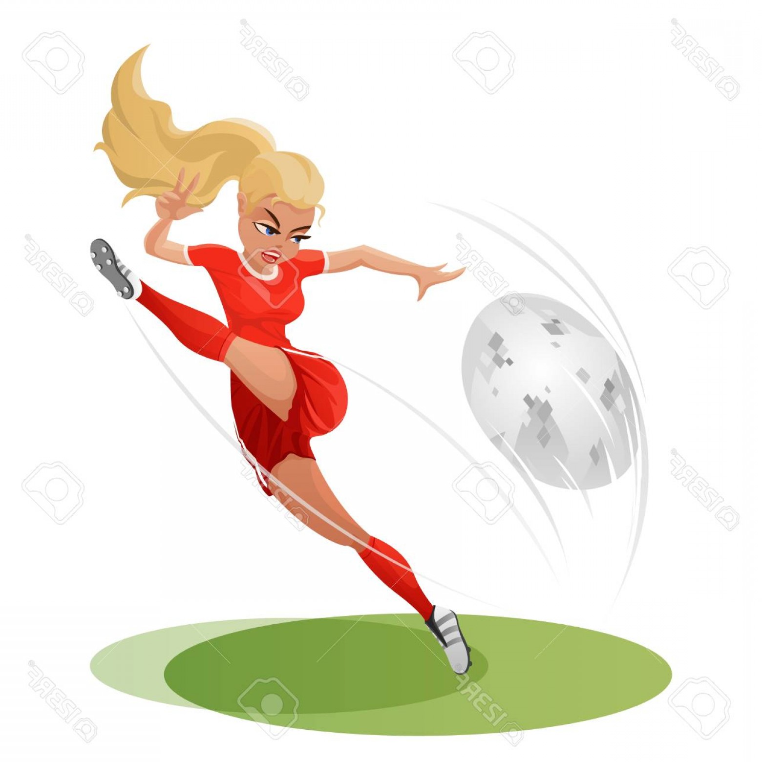 1560x1560 Photostock Vector Soccer Girl Hitting The Ball Hard Vector
