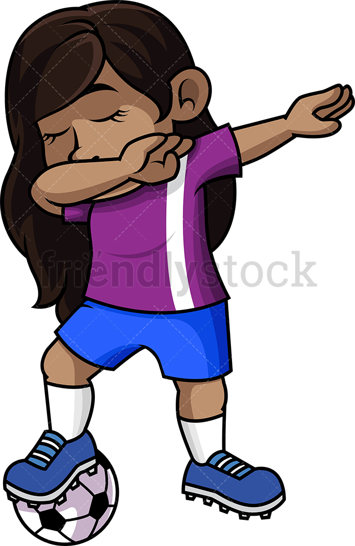 693x1064 Black Soccer Girl Dabbing Cartoon Vector Clipart