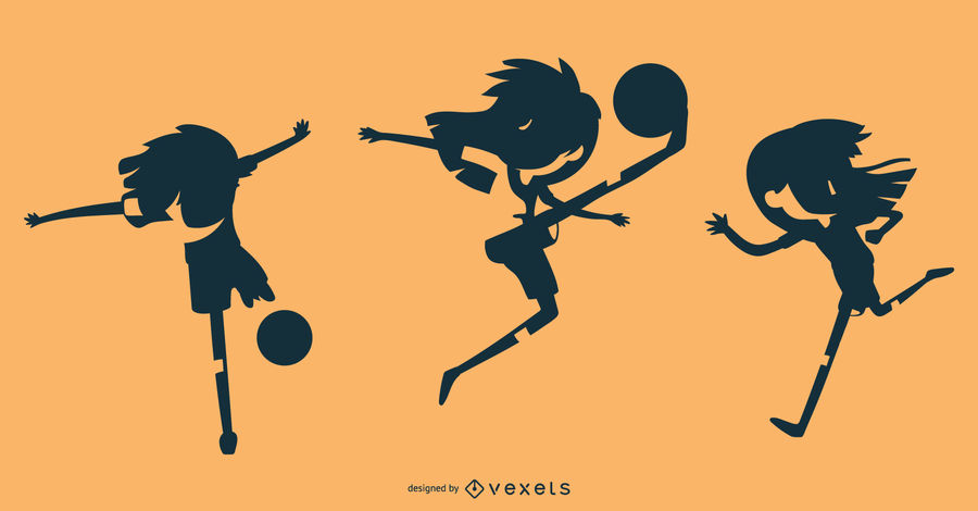 900x470 Soccer Girl Silhouette Set