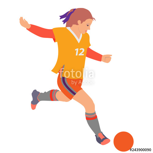 500x500 Soccer Girls Young Women Playing Soccer Hand Drawn Vector