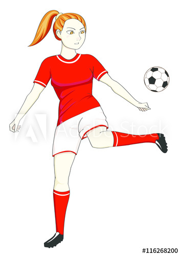 354x500 Soccer Girl With Football Vector