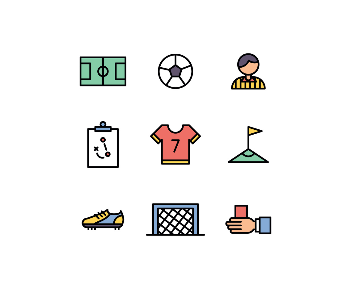 Set Of Soccer Icons Vector Art Graphics 1136x936 Set Of Soccer Icons Vector Art Graphics