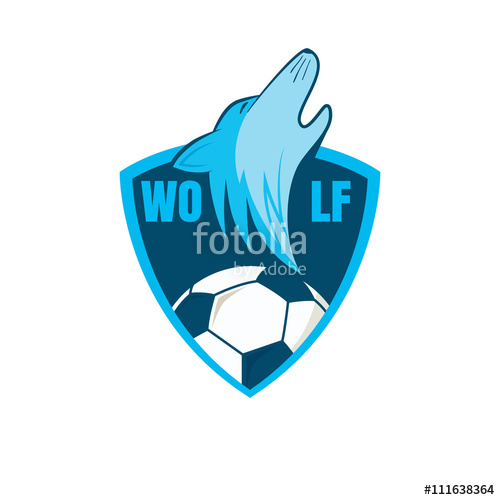 500x500 Football Logo Design With Wolf Graphic Soccer Shield Vector