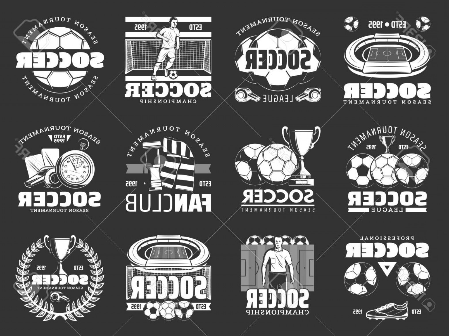 1560x1168 Photostock Vector Soccer Sport Club And Football Team Shield Icons
