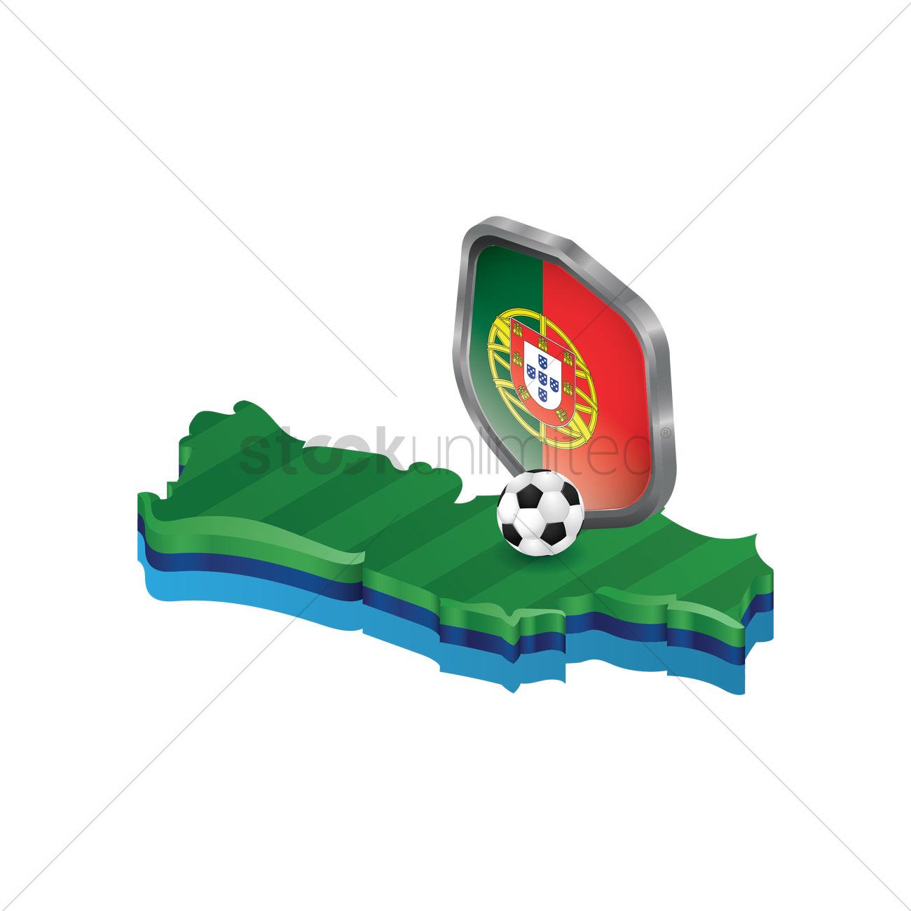 1300x1300 Portugal Map With Soccer Ball And Shield Vector Image