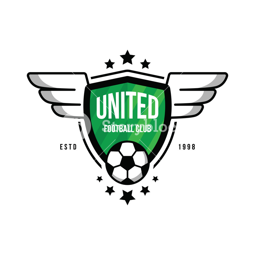 1000x1000 Badge For The Soccer Team With A Ball And Wings On A Green