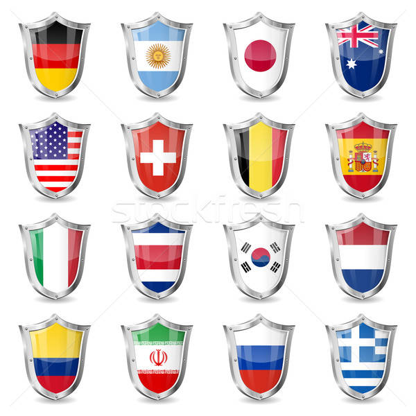 600x600 Soccer Flags On Shields Vector Illustration Oleksii Telnov