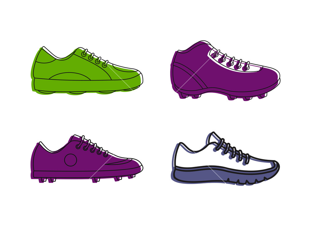 1000x727 Soccer Shoes Icon Set Color Outline Set Of Soccer Shoes Vector
