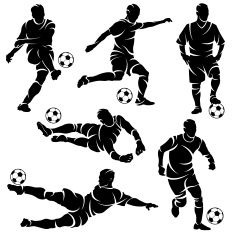234x235 Silhouettes Of Soccer Football Players Vector Art Illustration