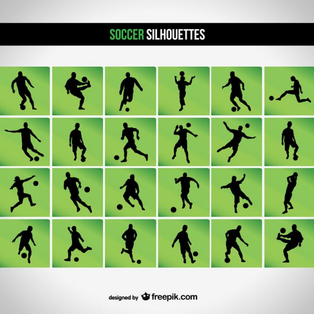 626x626 Soccer Silhouette Set Vector Free Download
