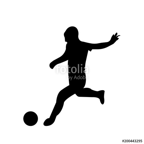 500x500 Girl Soccer Silhouette On White Background, In Black Stock Image
