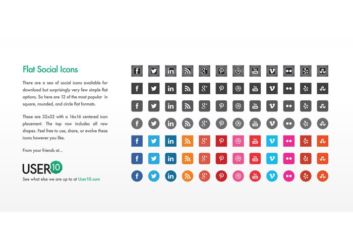 700x490 Flat Vector Social Icons