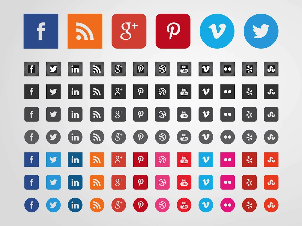 1024x768 Social Websites Icons Vector Art Graphics