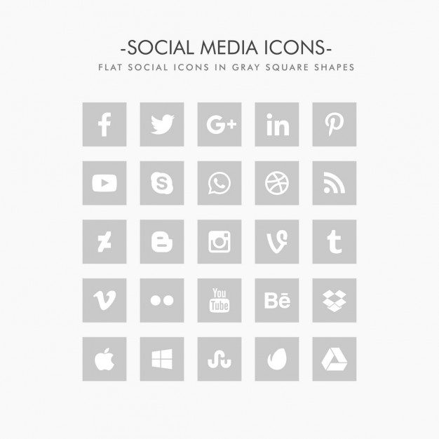 626x626 Flat Grey Social Network Icons Vector Free Download