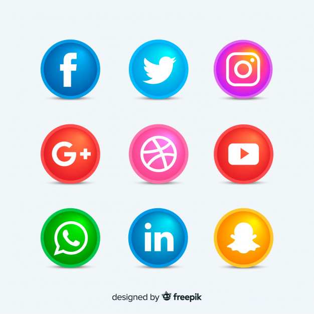 626x626 Rounded Social Media Icons Buttons Vector Free Download