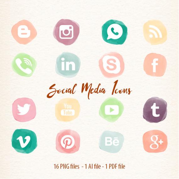 570x570 Social Media Icons Vector Clipart For Blogs Websites Etsy