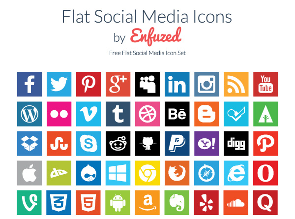 600x445 Flat Vector Social Icons Images