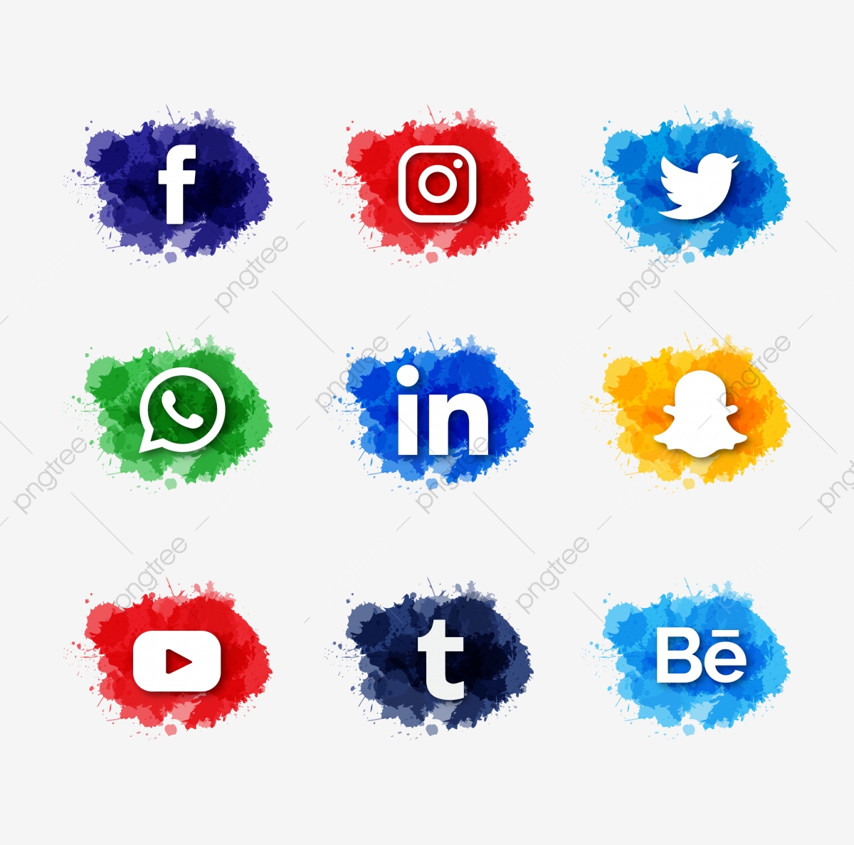 Modern Watercolor Slash Social Media Icons Pack, Social, Media 1200x1187 Modern Watercolor Slash Social Media Icons Pack, Social, Media