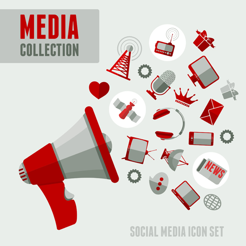500x500 Social Media Icons Red Style Vector Free Download