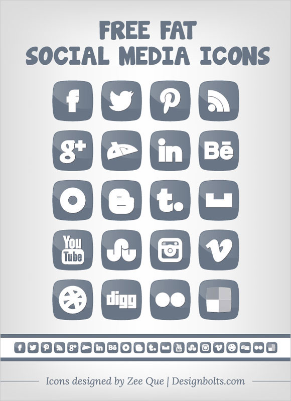 580x799 Free Fat Social Media Icons Set