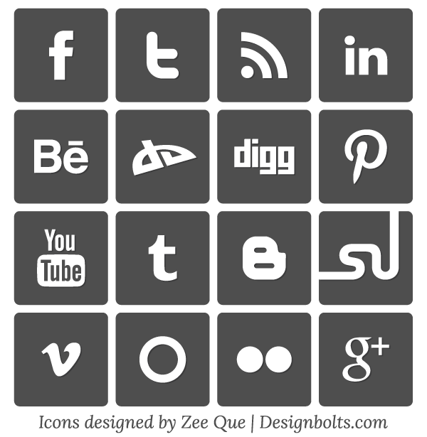600x615 Free Simple Vector Social Media Icons Set