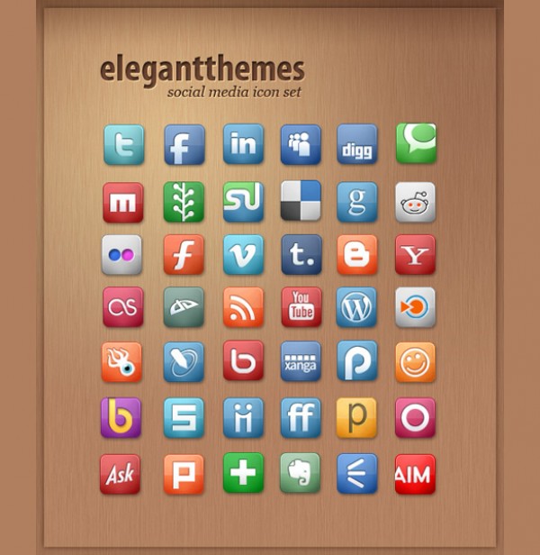 600x616 Elegant Social Media Icon Set