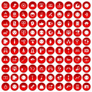 300x300 Social Media Icons Set In Red Circle Isolated On White Vector