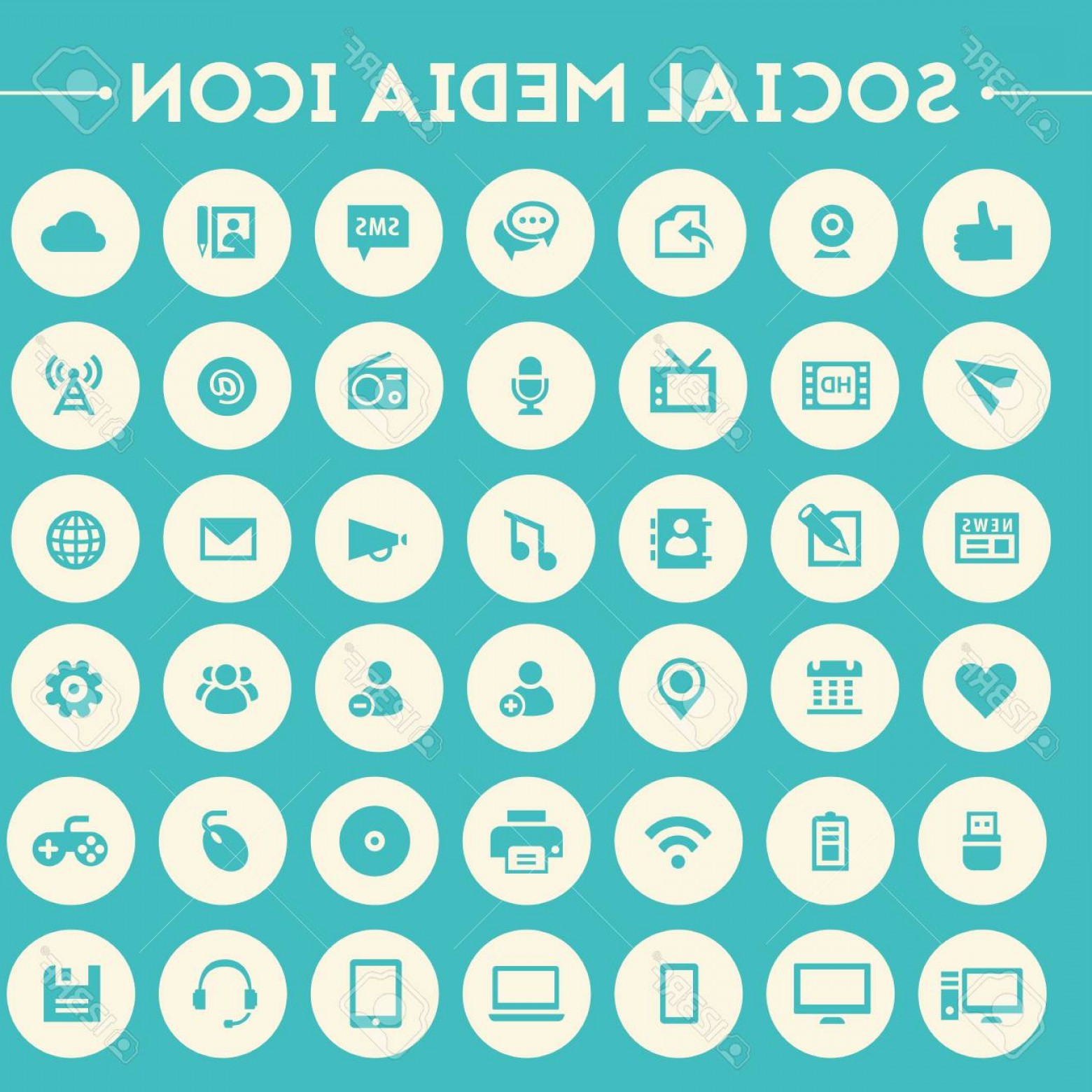 1560x1560 Photostock Vector Trendy Flat Design Big Social Media Icons Set