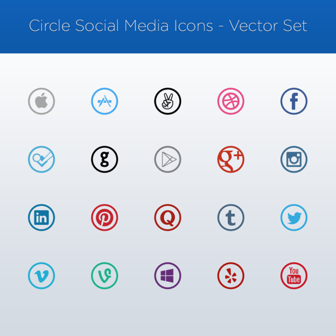 670x670 Vector Social Media Icons