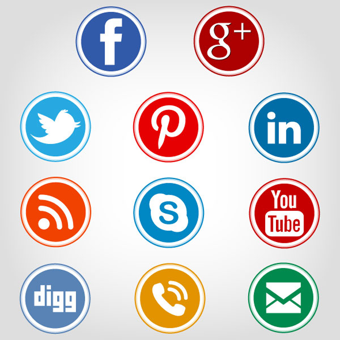 690x690 Circle Social Icons In Vector Images