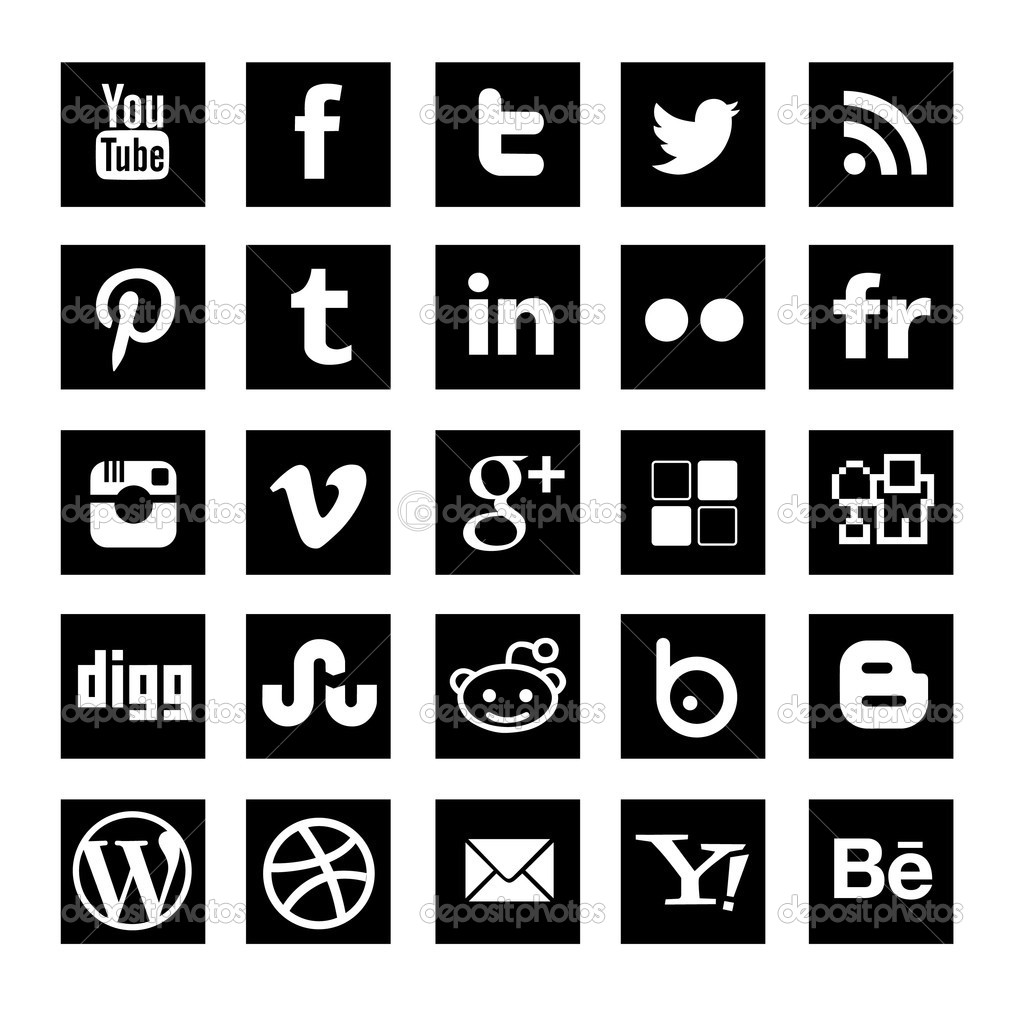 1024x1024 White Social Media Icons Vector Images