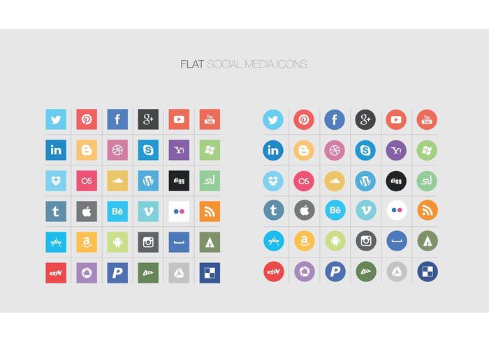 700x490 Flat Social Media Icon Vectors