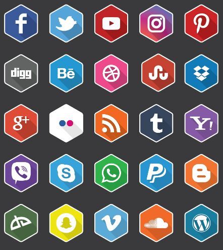 442x495 Free Flat Hexagon Social Icons Vector Hexagon Social Icons