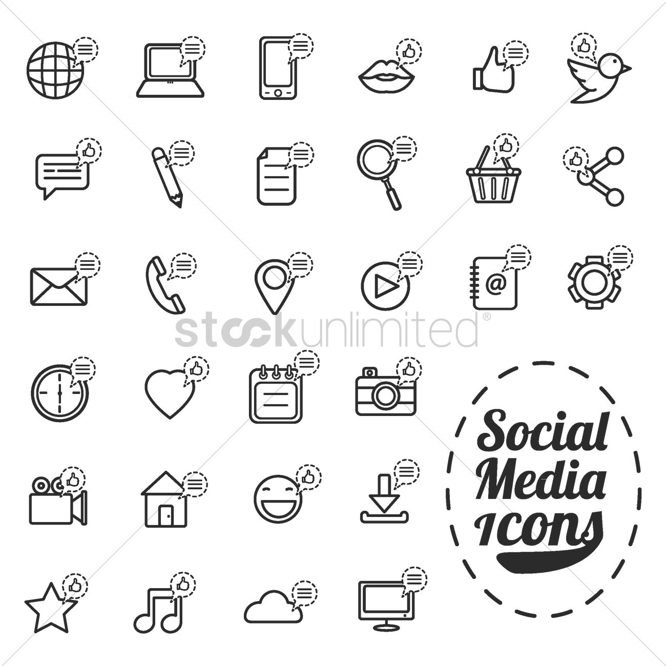 Set Of Social Media Icons Vector Image 1300x1300 Set Of Social Media Icons Vector Image