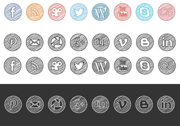 Sketchy Drawn Social Media Icons Vector Pack 700x490 Sketchy Drawn Social Media Icons Vector Pack