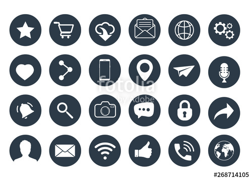500x357 Set Of Web Icons Social Media Icons Contact Us Icons Vector
