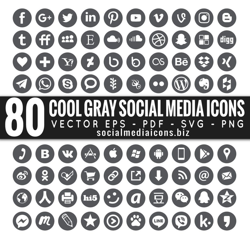 1024x973 Round Cool Gray Vector Icons Instant Download Social Media