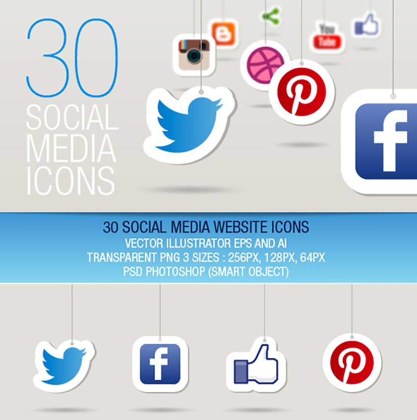 850x855 Best Social Media Icon Sets For Web, Apps, And More
