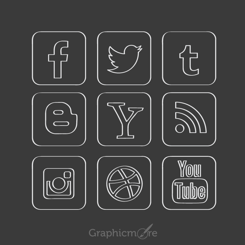800x800 Chalkboard Social Media Icons Set Design Free Vector Download