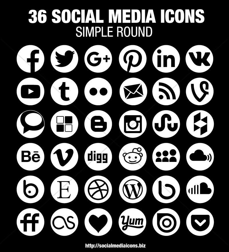 800x881 Round Social Media Icons