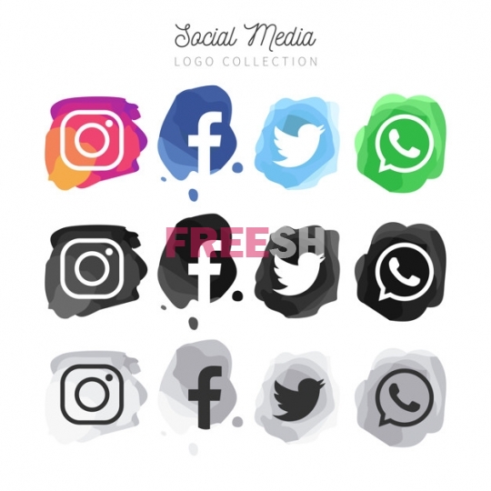 Modern Watercolor Social Media Logotype Collection 540x540 Modern Watercolor Social Media Logotype Collection